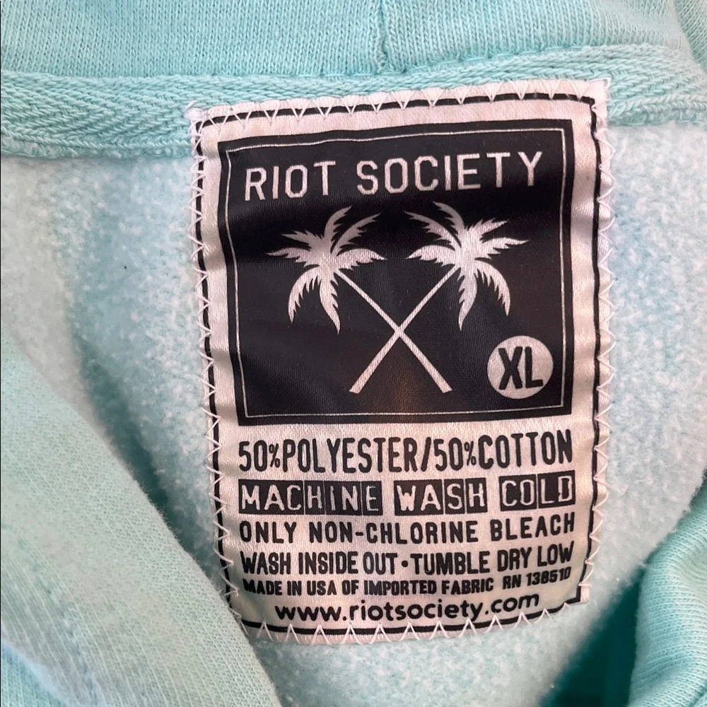 Riot Society Mint Green Graphic Hoodie Size XL